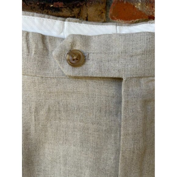 Paul Fredrick‎ Mens 100% Linen Beige Pleated Shorts 38W 10" inseam - Picture 8 of 8